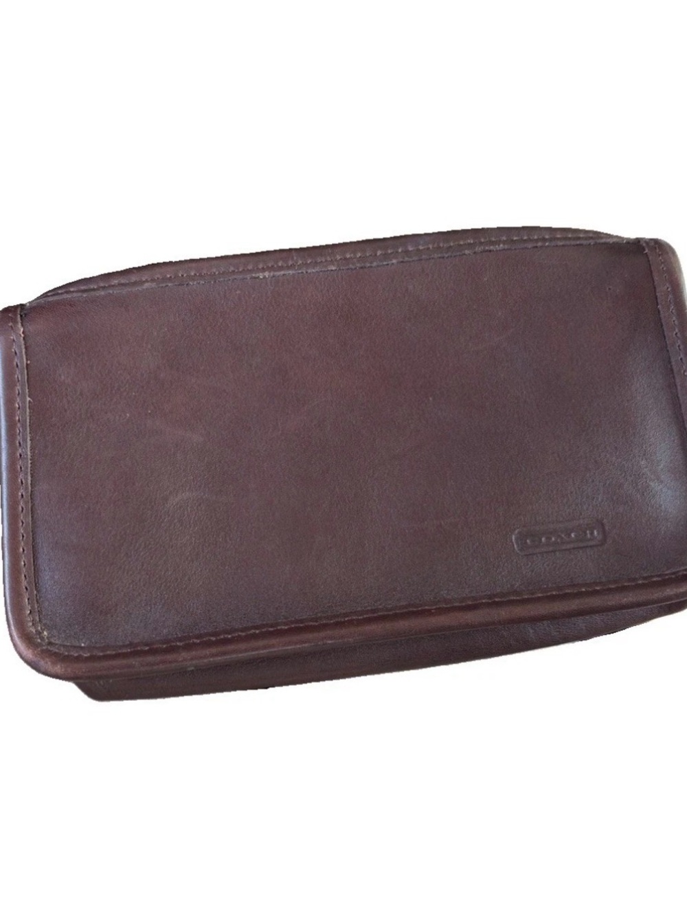 Vintage 1970’s Coach Leather Cosmetic Dopp Pouch Mahogany Brown